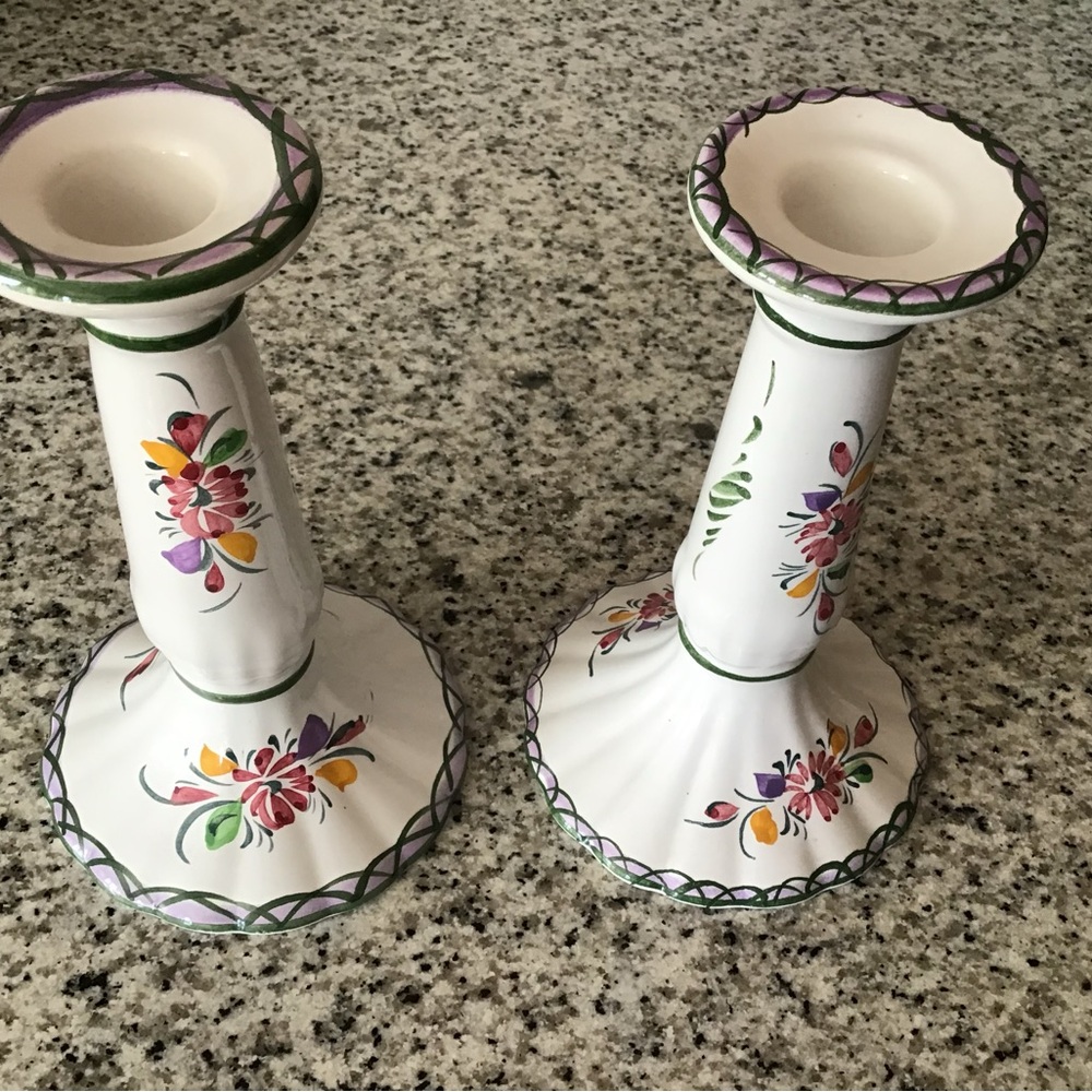 Hand Painted Ceramic Candle Holders